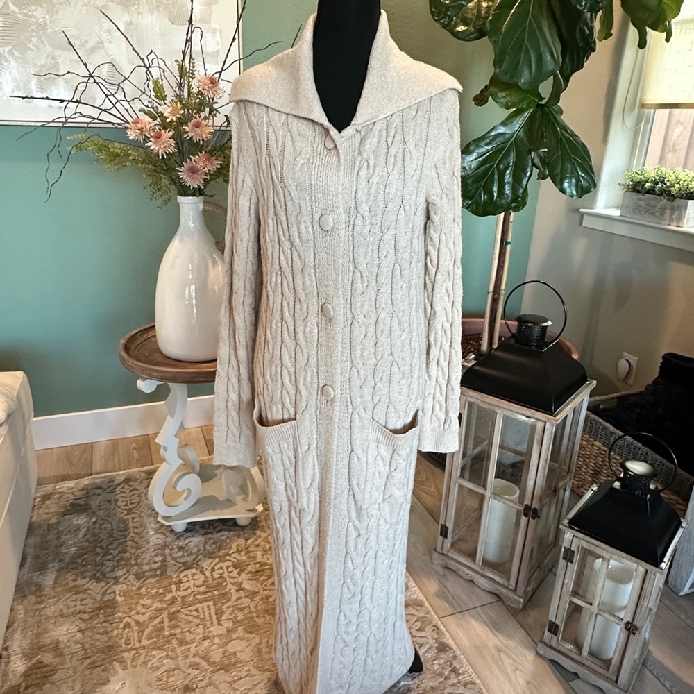 Sadie & Sage Cream Knit Long Cardigan